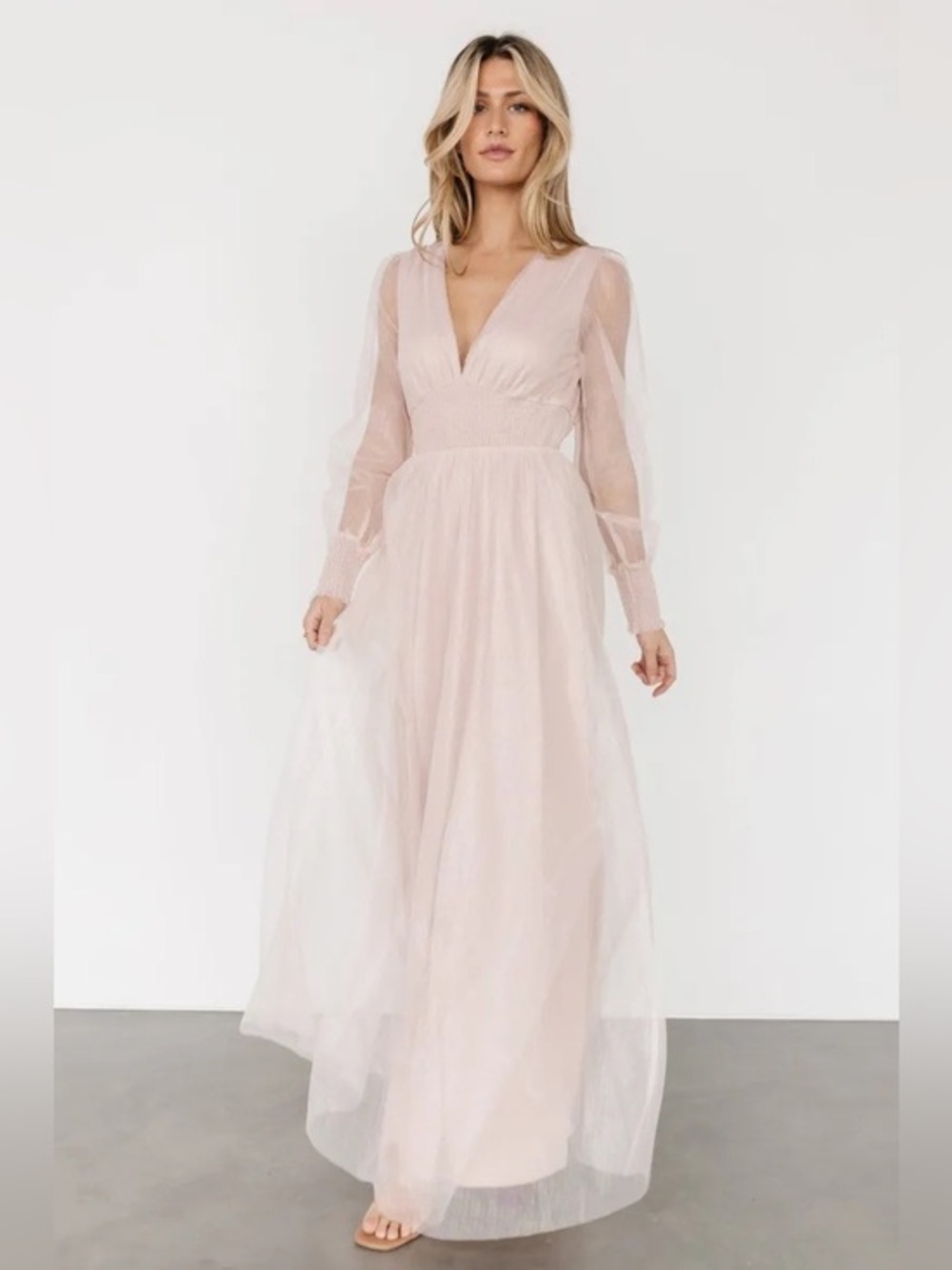 Baltic Born Layla Tulle Maxi Dress Shimmer Pink XS NWT